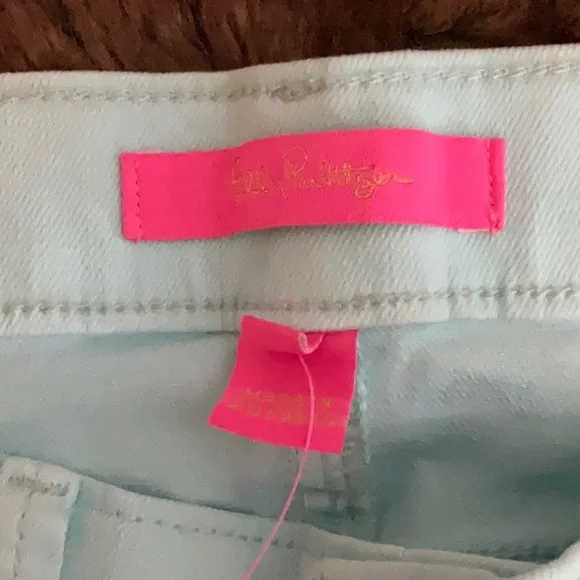 NWT LILLY PULITZER SOUTH OCEAN CROP JEANS FLARE JEWELED WHISPER BLUE 10 NEW